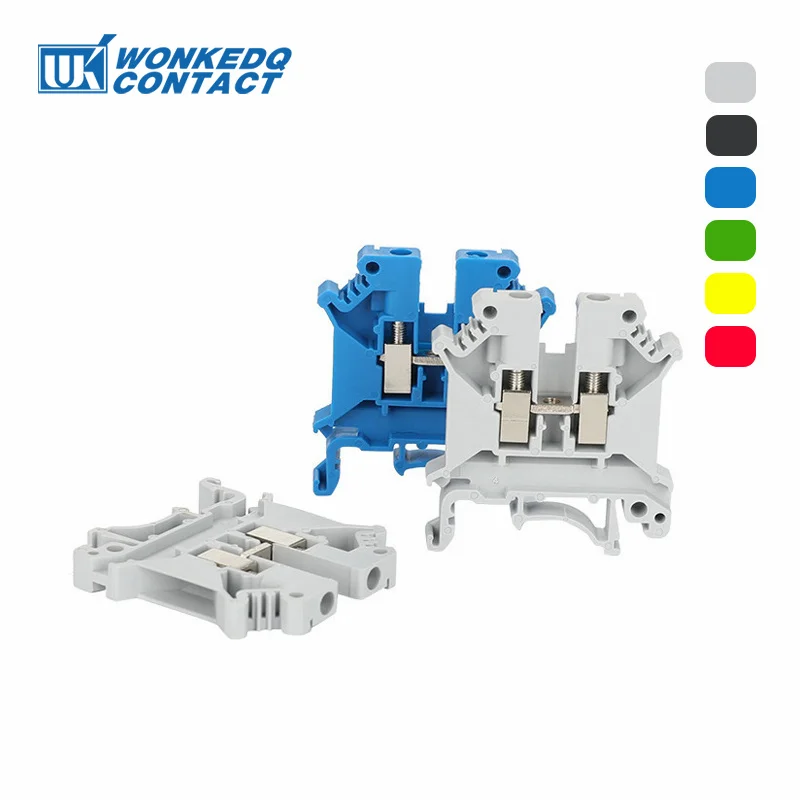 UK 5N Screw Feed-through Terminal Block Din Rail 0.2-4mm² Electrical Connector Universal Plug Connductor Wire UK5N