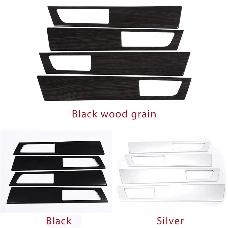 New!!4 pcs For Land Rover Discovery 4 RL4 2010-2016 ABS Black wood grain Door Inner Door Handle Panel Cover Trim Car Accessories