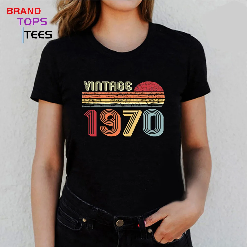 Vintage 1970 Original Parts T shirt Women 50 Years Old tshirt Made in 1970 T-shirt Women Retro 50th Birthday gift tee shirt