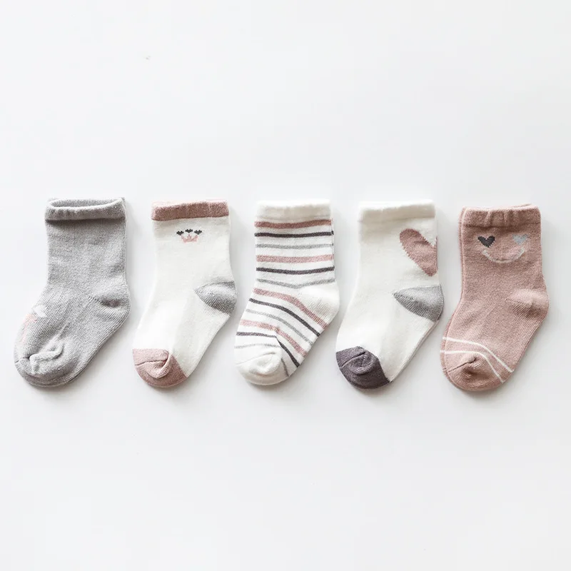 

5Pairs/lot Newborn Baby Socks Autumn New Cotton Cartoon Midtube Children's Socks for Boys Girls Infant Clothes Accessories 0-3Y