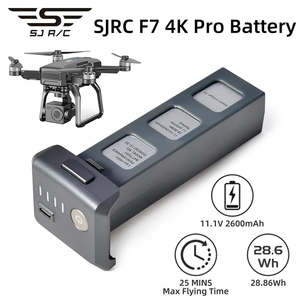 

SJRC Original F7 4K Pro Battery 11.1V 2600mAh Battery for Brushless 5G Wifi PFV Drone Parts