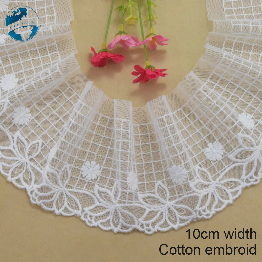 10cm Wide Polyester Embroidery Lace Sewing Ribbon Guipure Trim Wedding Decoration DIY Dolls Colthes Accessories Lace Edge#4033