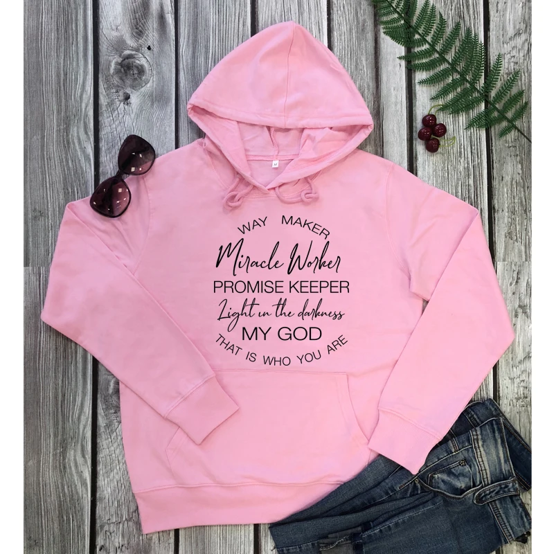 Way Maker Miracle Worker Promise Keeper Hoodies Women Inspirational Jesus Bible Pullovers Casual Unisex Christian Sweatshirts