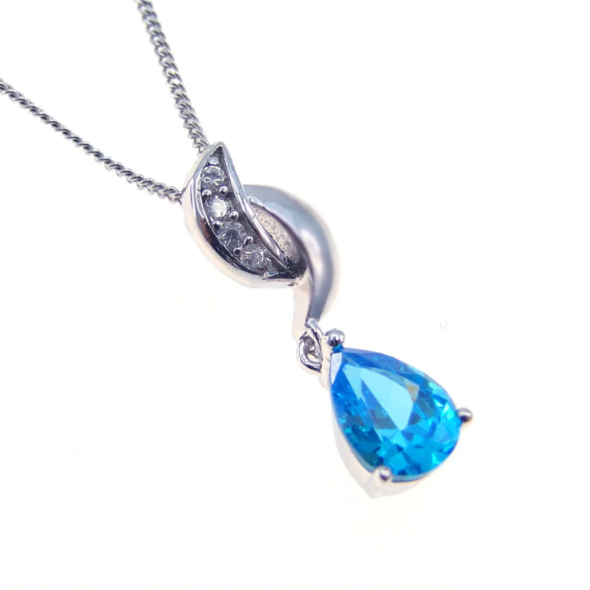 Brass Blue Zircon and Pendant Classic Retro Pop