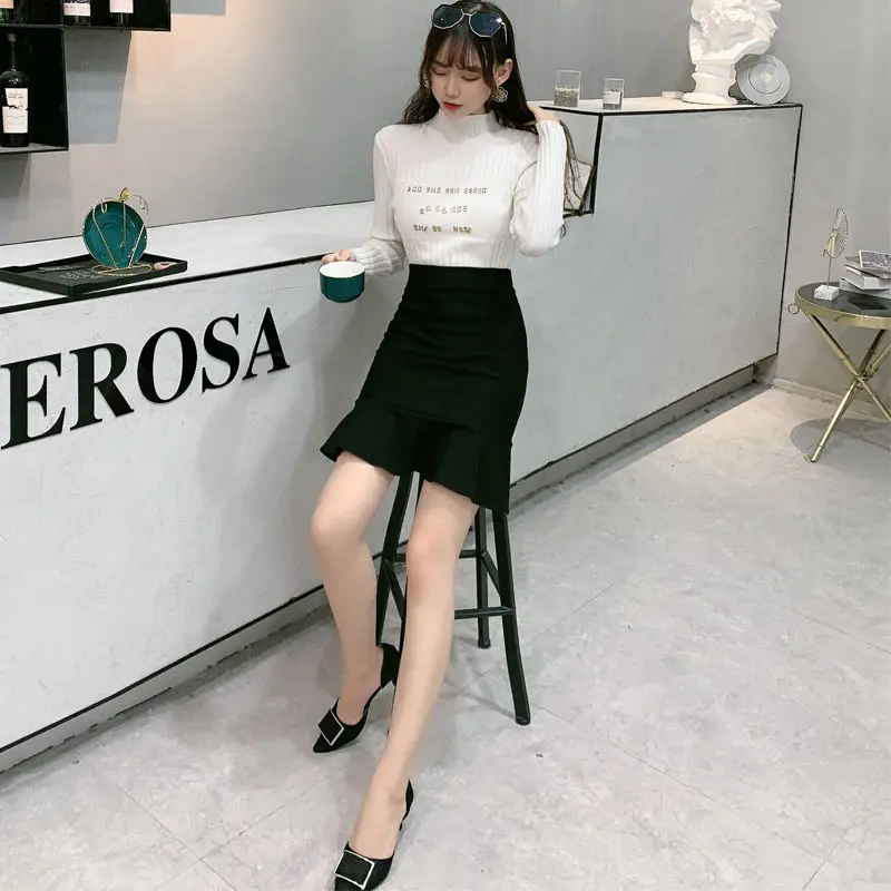 Skirts Women High Waist Elegant Office Lady Solid Simple All-match Fashion Autumn Korean Version Above Knee New Casual Popular