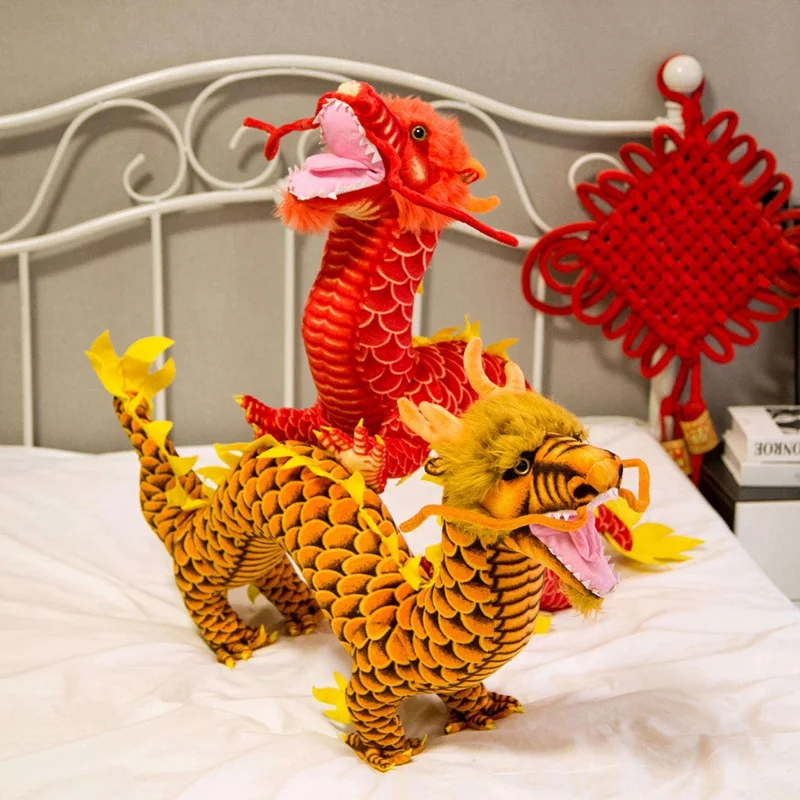 80cm Hohe Qualität Chinesischen Drachen Plüsch Spielzeug Weiche Stofftier Rot/Gelb Drachen Puppe Maskottchen Spielzeug Neue Jahr geschenk Kinder Vorhanden