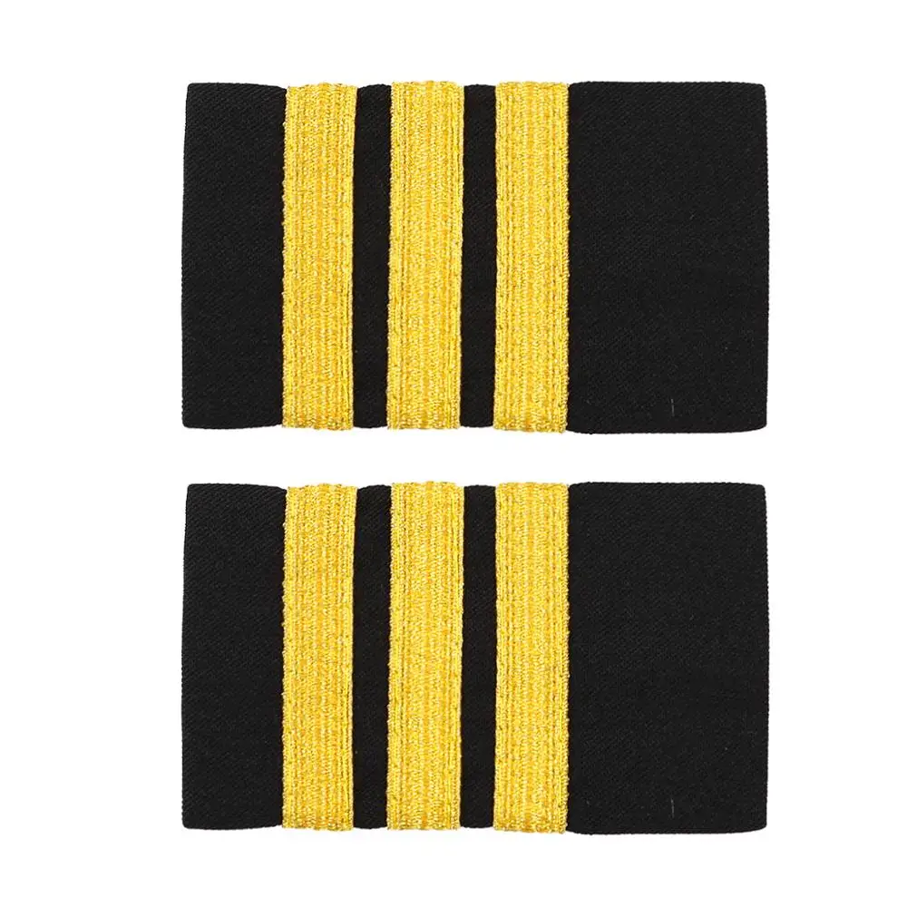 1 Pair Clothing Decorationg Epaulets Professional Pilot Uniform Epaulettes Gold Stripes Bars Epaulet Costume Shoulder Accessory