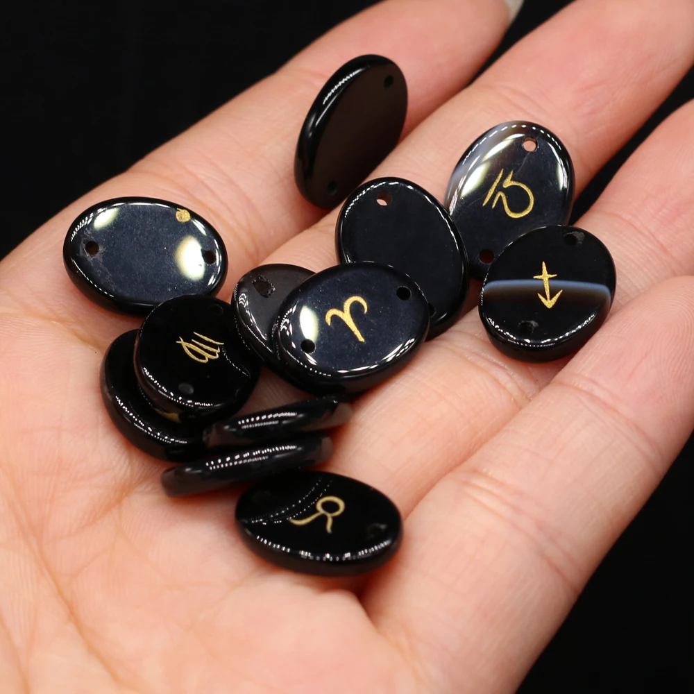 12PCS Freedom Natural Black Agate Crystal Runes Stones Irregular Divination Agate Rune Fortune-telling Reiki Healing Gift Decor