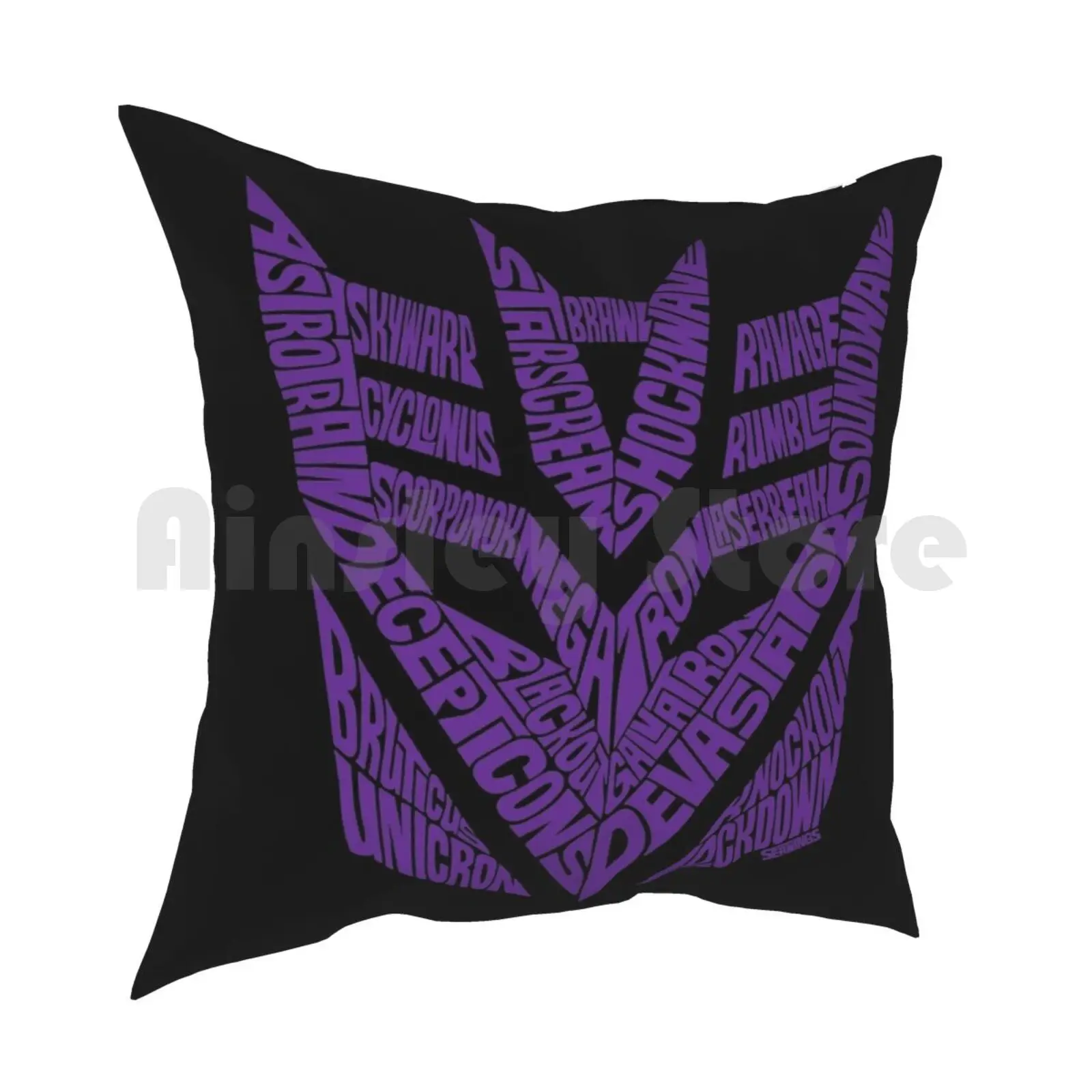 Decepticons Purple Pillow Case Printed Home Soft Throw Pillow Autobots Decepticons Comics Typography Seanings Movie Show