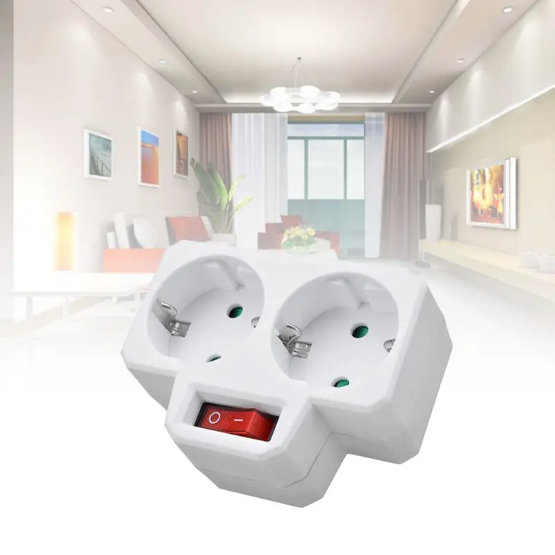 Durable EU Standard Multiple Plug 250V 16A Double Socket Conversion Socket with Outlet Switch Plug Power Adapter Socket 4XFD