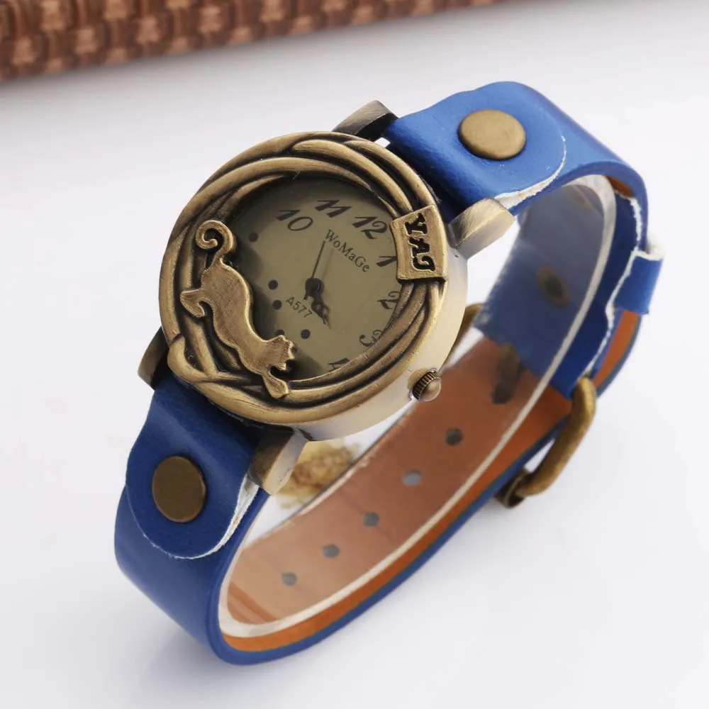 Fashion Vintage Women Watches WOMAGE Brand Watches Leather Band Quartz Watches Leopard Watch Womens Watches montre femme 2019