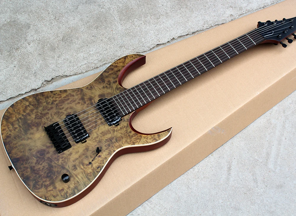 7 Strings Alder Electric Guitar with Bark Grain Veneer,24 Frets,Rosewood Fretboard without Inlay