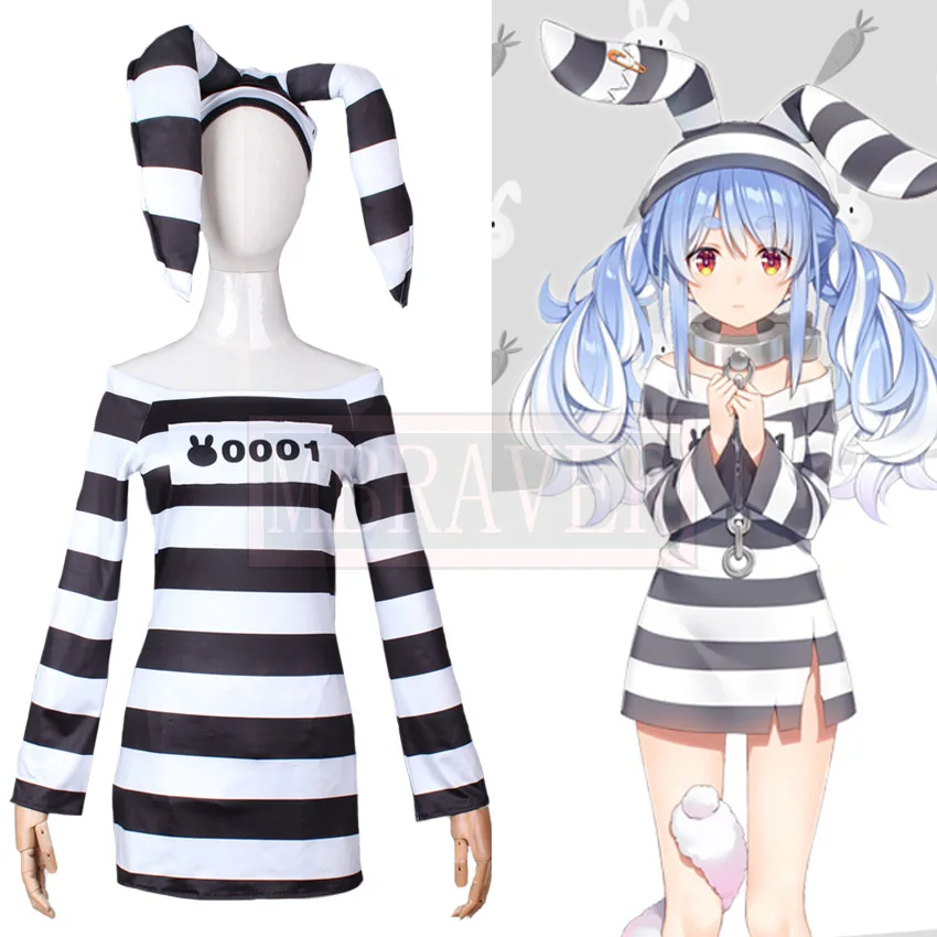 

VTuber Hololive Peko Usada Pekora Prison Rabbit Cosplay Costume Halloween Christmas Party Uniform Custom Made Any Size