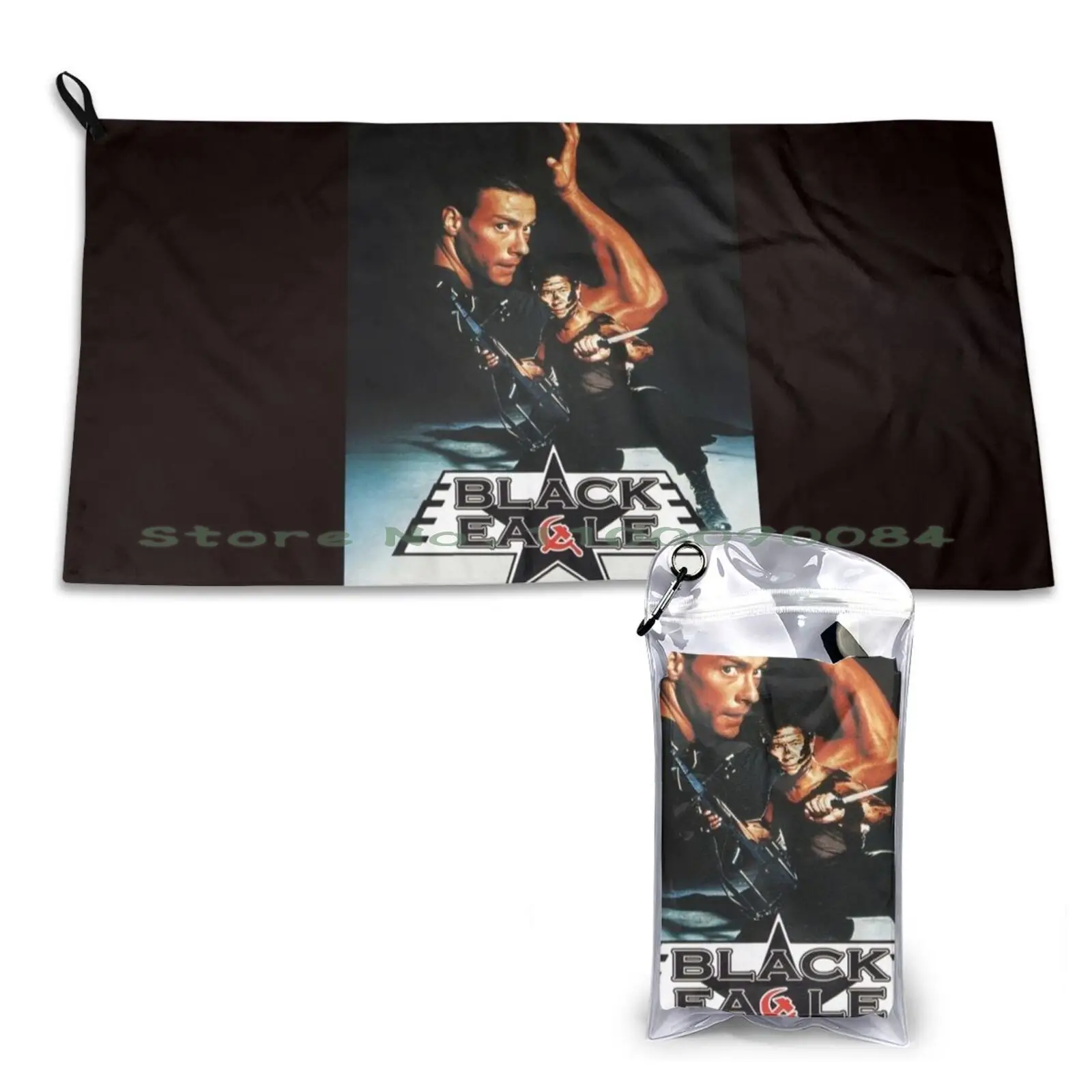 Black Eagle Quick Dry Towel Gym Sports Bath Portable Sho Kosugi Jean Claude Van Damme Jcvd Imperial Entertainment Cult Movie