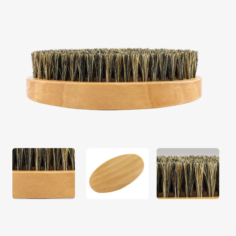 Professional Soft Boar Bristle Wood Beard Brush Hairdresser Shaving Brush Comb Men Mustache Comb Kit With Gift Bag Hair Comb Set