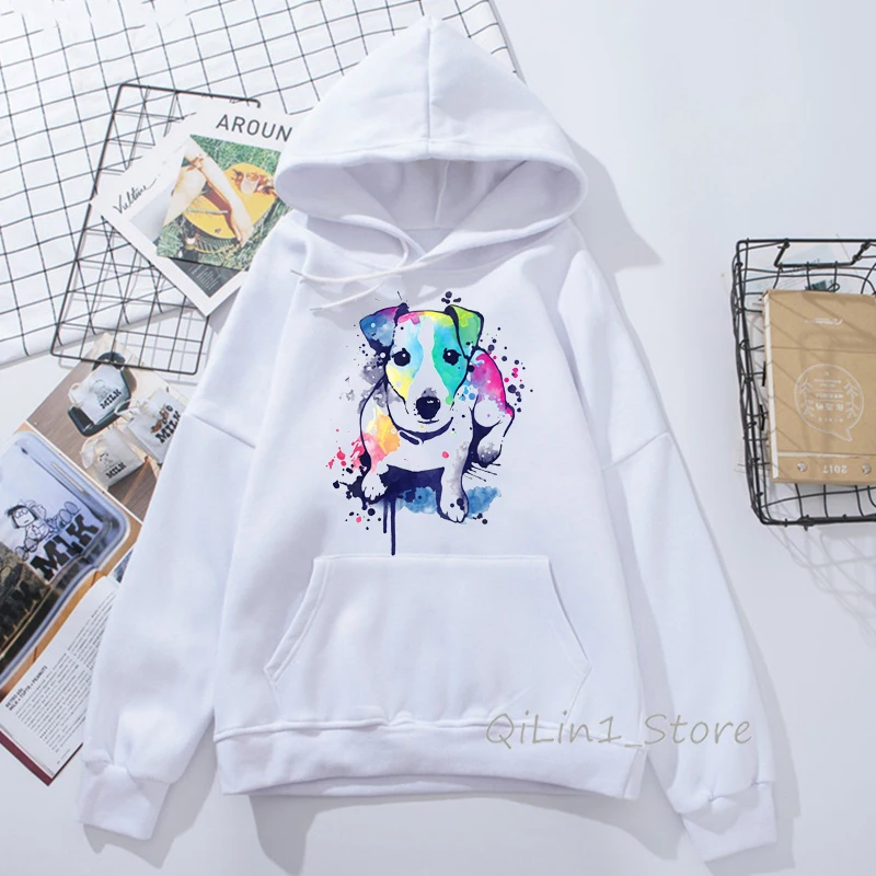 Watercolor Bull Terrier Printed Men Women Hooded Sweatshirt Autumn Winter Hoody Unisex Sweat Oversized Hoodie Dog Lover Clothes