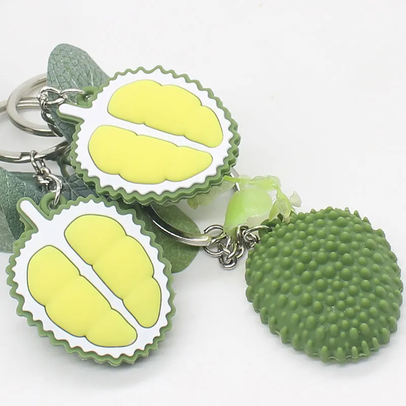Creative Fashion Durian Keychain Women Girls Bag Ornaments Car Pendant Key Chains Cartoon Simulation Tropical Fruit Keyring Gift image 2
