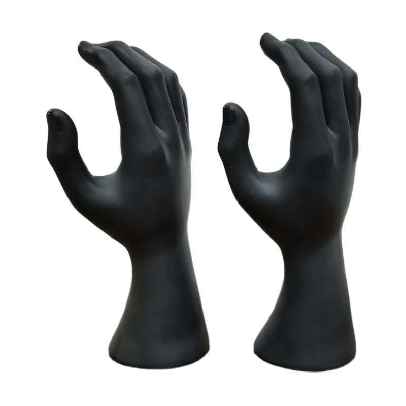 1 Male Right Hand Mannequin Artificial Hand Plastic PVC Curved Shape Black Strong Male Hand Men\'s Jewelry Watch Display Props