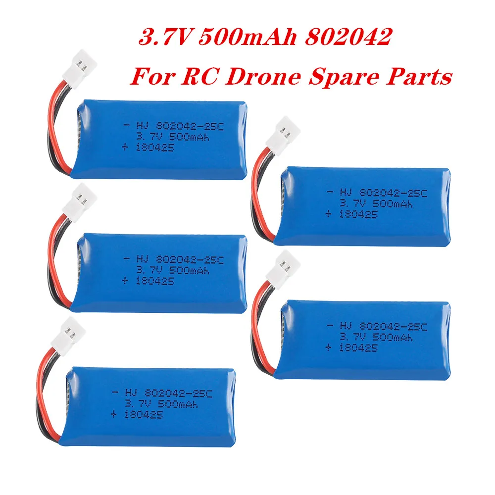 3.7V 500mah 802042 Lipo Battery For Udi U816A U941 U927 H43 Wifi818 JXD385 H107 V252 F186 RC Drone Spare Parts 3PCS To 5PCS