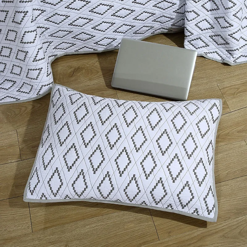 King Queen Size Cotton Bedspread Set 3PCS - Summer Lightweight Embroidered Coverlet Quilted Bed Cover, Breathable Thin Quilt