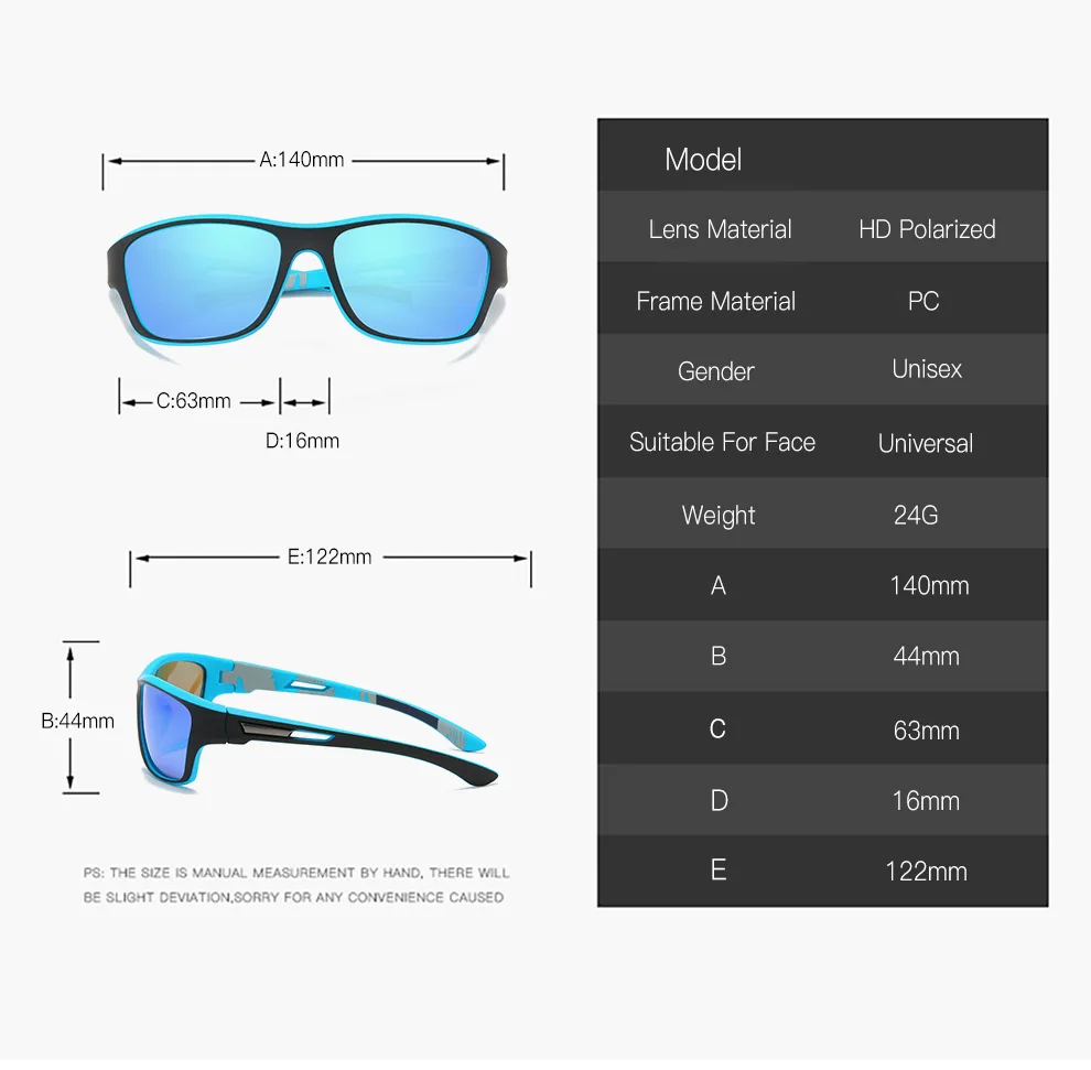 Gafas de sol polarizadas cuadradas clásicas para hombres y mujeres, gafas de sol coloridas para deportes al aire libre, playa, pesca, viajes, UV400