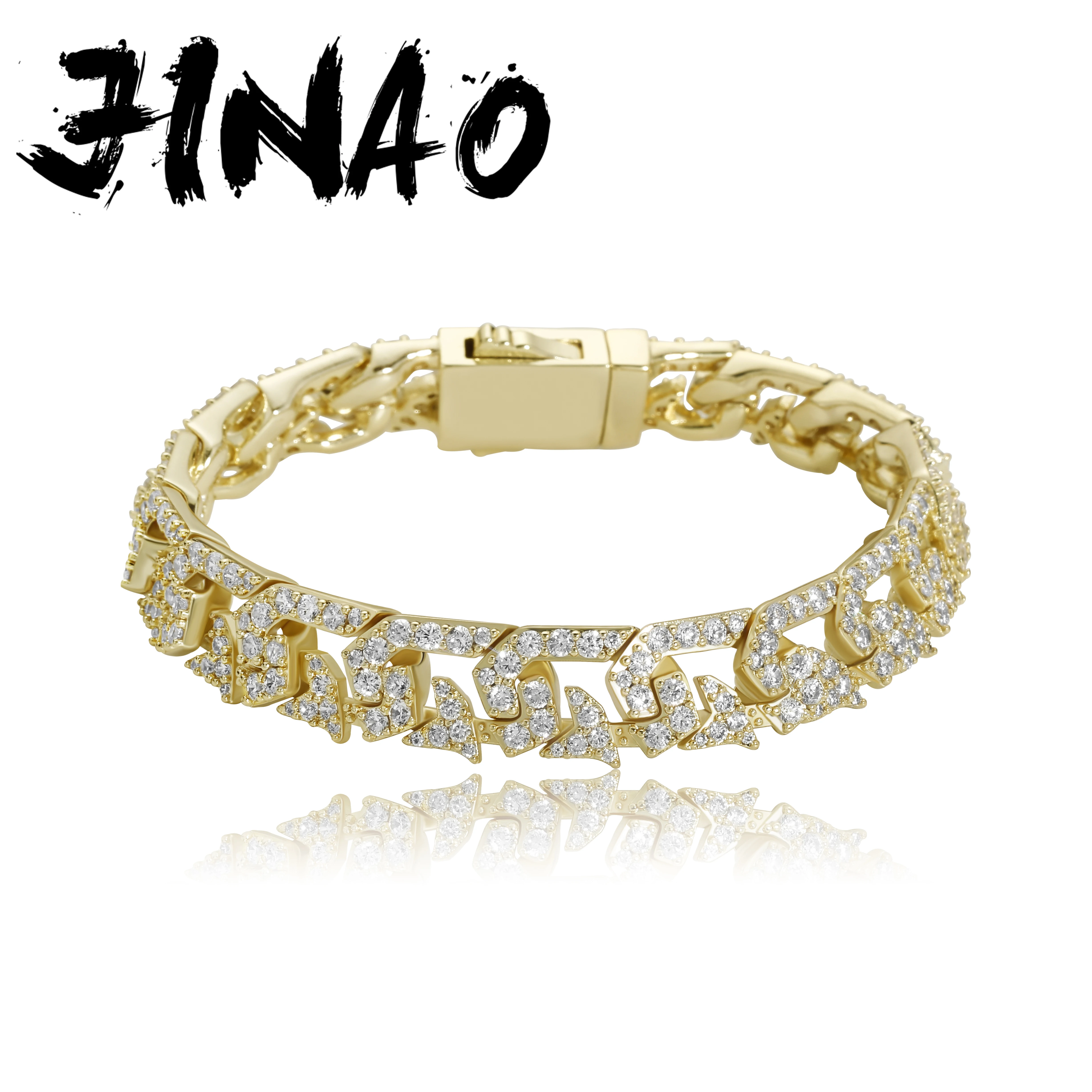 

JINAO 2021 Новинка 10 мм AAA CZ индивидуальные сверкающие браслеты модные кубинские звенья Майами браслет-цепочка мужские ювелирные изделия