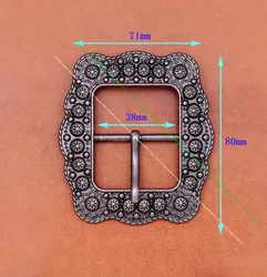 Hebilla de cinturón para hombre, accesorio de repuesto resistente, ancho, Occidental, vaquero, flor, centro, Bar, artesanía de cuero, 38mm