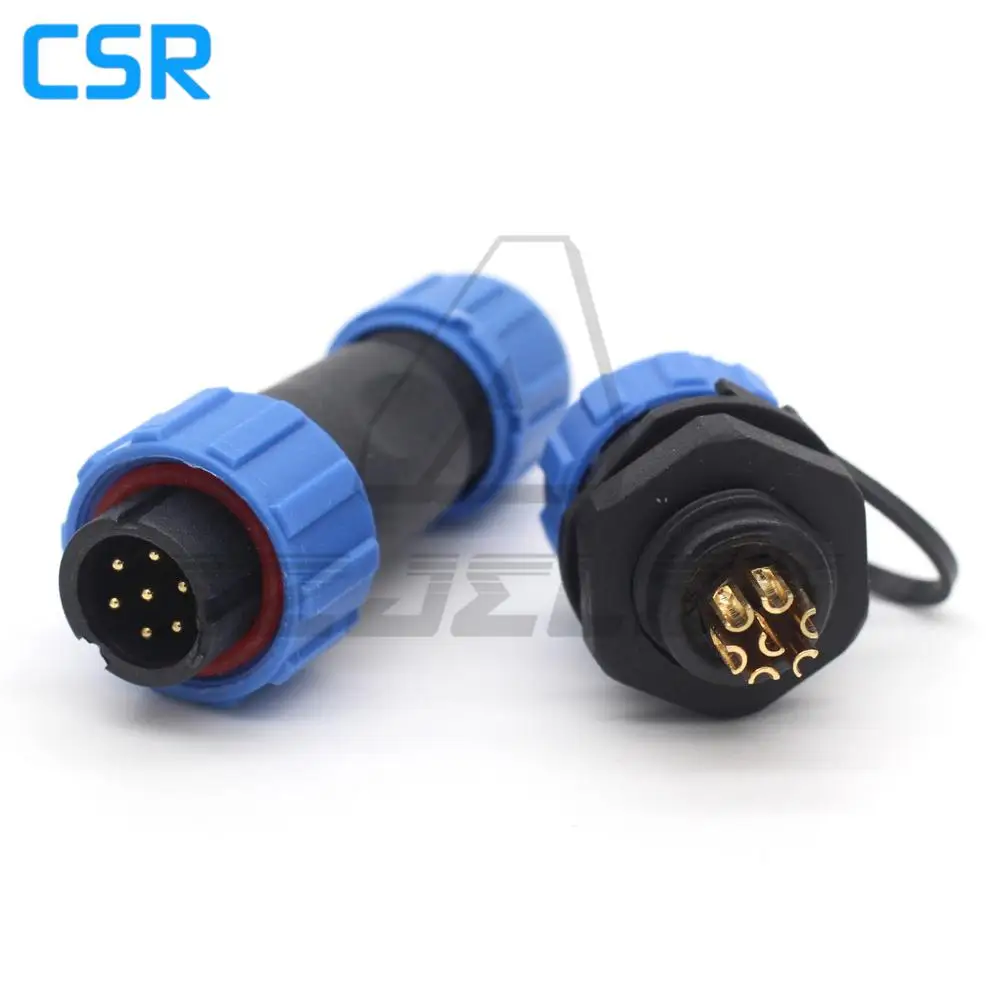 SP13  7pin Waterproof Connector , IP68, LED Power Connector, Panel Mount Plastic Connector 7pin