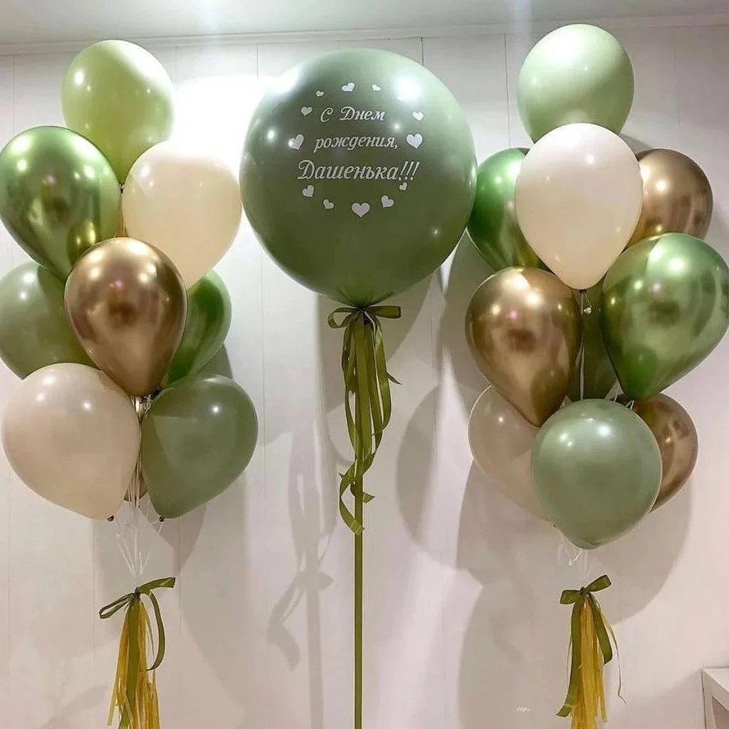 15pcs Retro Olive Green Chrome Gold Latex Balloons Birthday Party Decor Baby Shower Air Ballon Wedding Celebration Supplies Glob