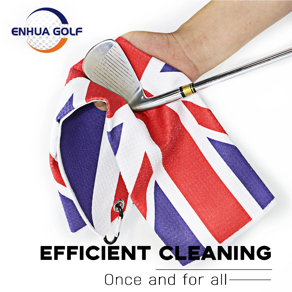 Golf Towels for Golf Bags With Clip and Brush Set Flag Pattern Grommet Personalized Clubs Cleaning Tools Men Women Flag+Brush