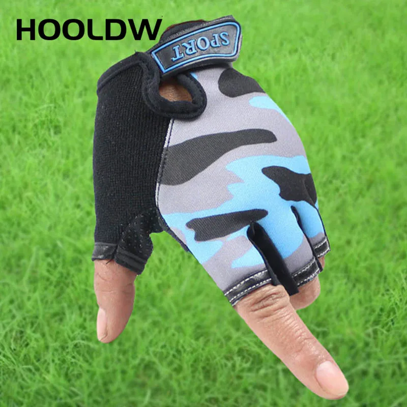 HOOLDW New Children Half Finger Gloves Fingerless Kids Gloves Non-Slip Ultrathin Outdoor Sport Breathable Gloves For Boys Girls