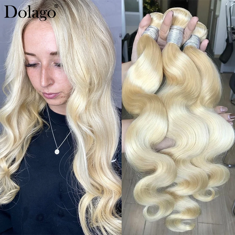 613 HD Lace Frontal With Bundles Body Wave Blonde Human Hair Extensions 30 Inch 3 Bundles With Frontal Brazilian Virgin Hair