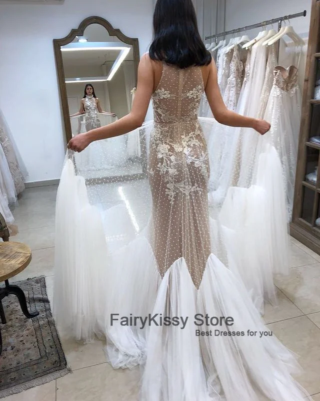 FairyKissy-Vestidos de novia góticos de princesa, brillantes, de manga larga, encaje, Vintage, 2021