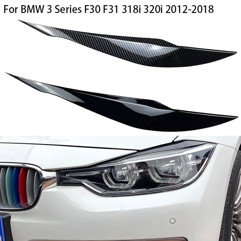 

For BMW 3 Series F30 F31 F32 F33 F35 2013 2014 2015 ~ 2018 Car Stickers Black/Carbon Fiber Headlight Eyebrow Eyelids Trim Cover