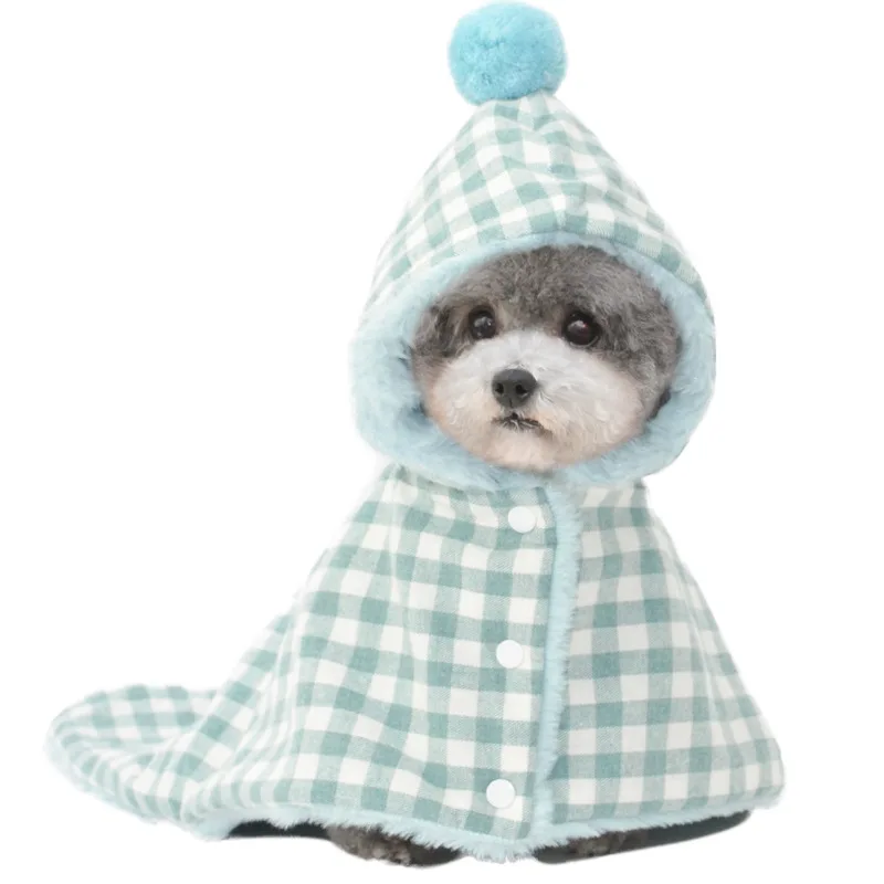 New Winter Plaid Pet Blanket Dog Sleeping Bag Cat Cloak Pet Coat Warm Coat Hooded Cloak Dog Coat Can Be Fixed To Prevent Falling