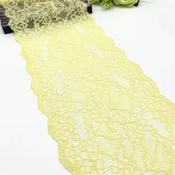 3M/lot Width 8 5/8 in 22cm Yellow Elastic Stretch Lace For Clothing Accessories Lingerie Sewing Applique Costume Lace Fabric DIY