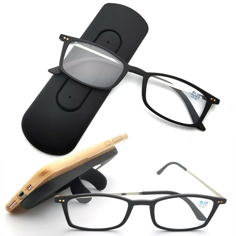 New HD Anti Blue Light Glasses Ultra Light Paper Presbyopia Glasses Men Women Mobile Phone Portable Holder Reading Glasses 2021