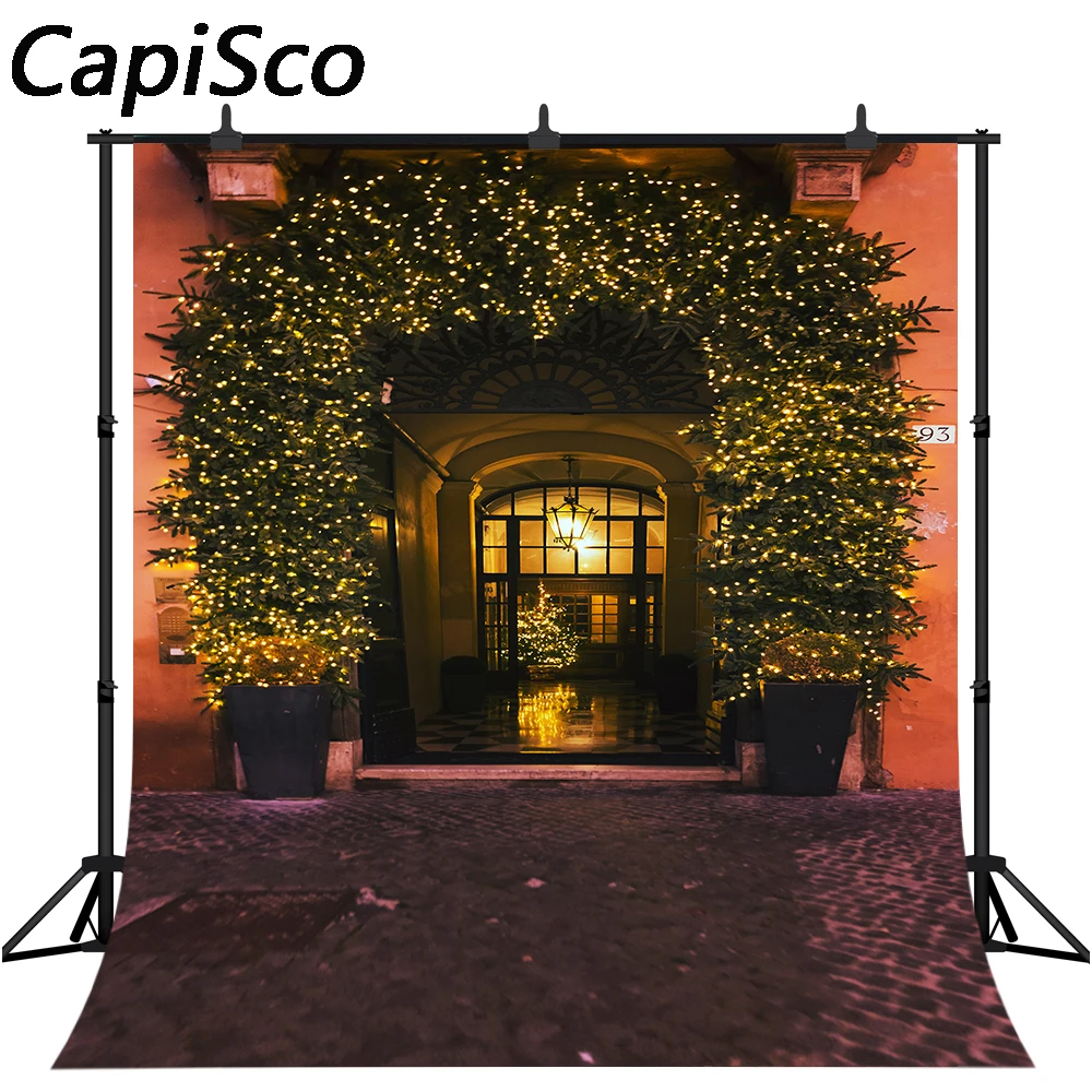 Capisco Winter Christmas Photography Background Glitter Tree Outdoor Street Backdrops Xmas Birthday Party Photo Banner Props