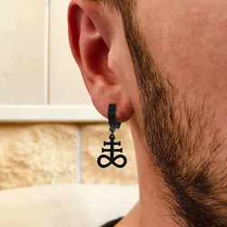 BRIMSTONE SATANIC CROSS EARRING FOR MEN CHURCH OF SATAN SATANIC STAINLESS STEEL EARRINGS UNISEX JEWELRY