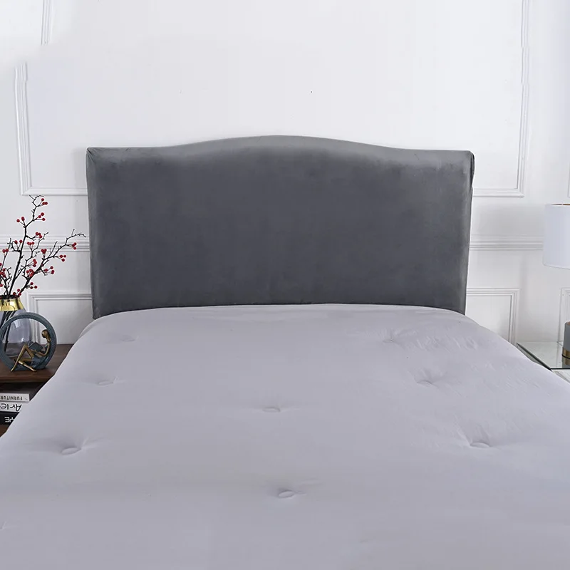 Plush Thick Bed Headboard Cover Elastic Gray Blue Dust Covers Home All-inclusive Headboard Covers Velvet Bed Head Back Protector