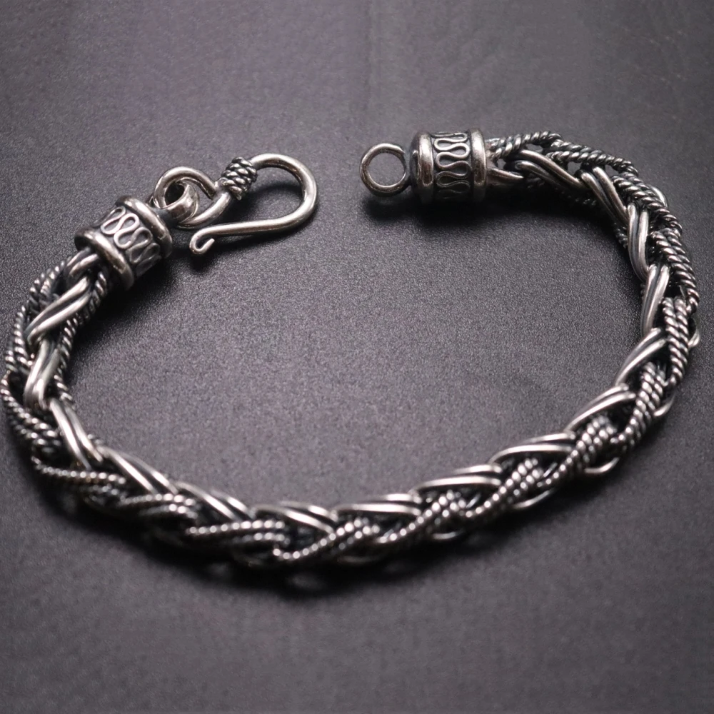 

Solid 925 Sterling Silver Bracelet 7mm Wheat Link Chain Bracelet 7.55" L For Man