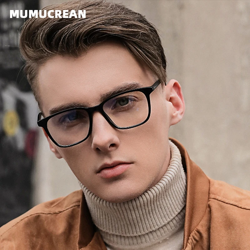 New Tr90 Anti-blue Glasses Retro Square Glasses Frame Men and Women Literary and Artistic Transparent Flat Glasses