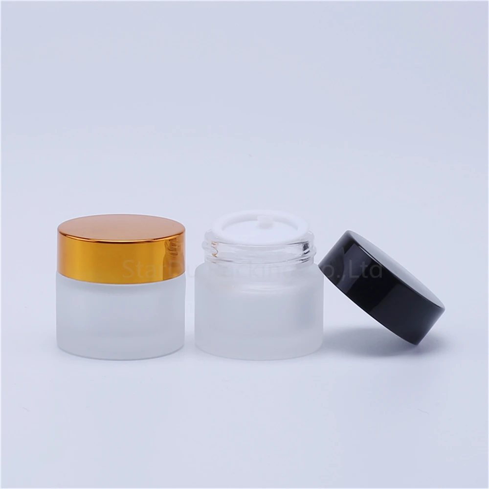 

200pcs 10g Glass Cream Jars Cosmetic Packaging With Lid Plastic Caps & Inner Liners Round Empty Small Glass Jars