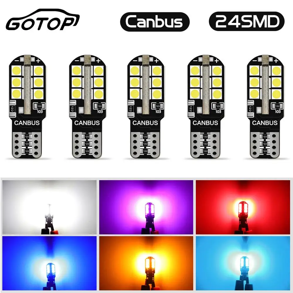 5 pz T10 W5W Ha Condotto La Lampadina 194 168 24SMD 3030 Chip Canbus Senza Errore Ha Condotto La Lampadina di Parcheggio Auto Cuneo lampada di liquidazione Lampadina per interni auto