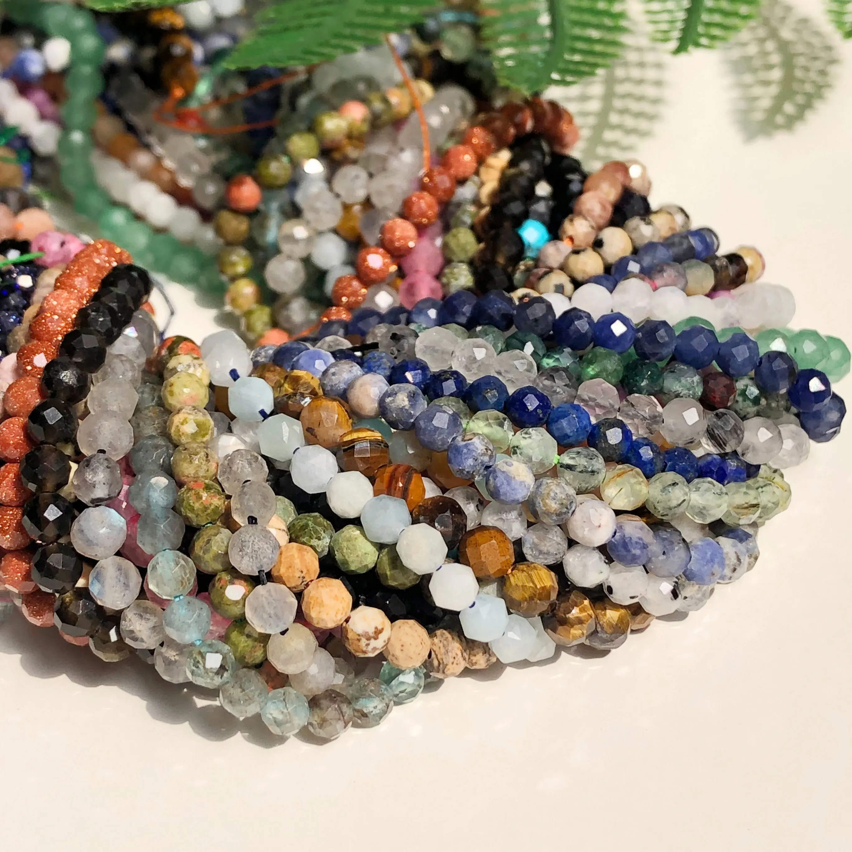 Faceted Natural Stone Beads Small Opal Tourmaline Turquoises Waist Seed Beads for Jewelry Making DIY Needlework 2mm 3mm 4mm 15\'\'