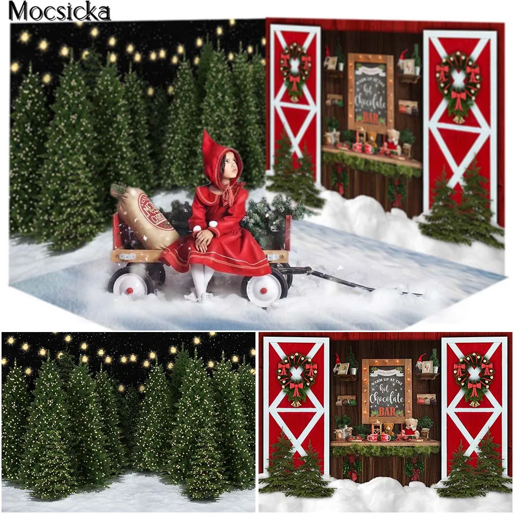 Winter Snow Backdrops for Christmas Night Photography Stars Lights Kids Portrait Xmas Photo Props Studio Booth Background