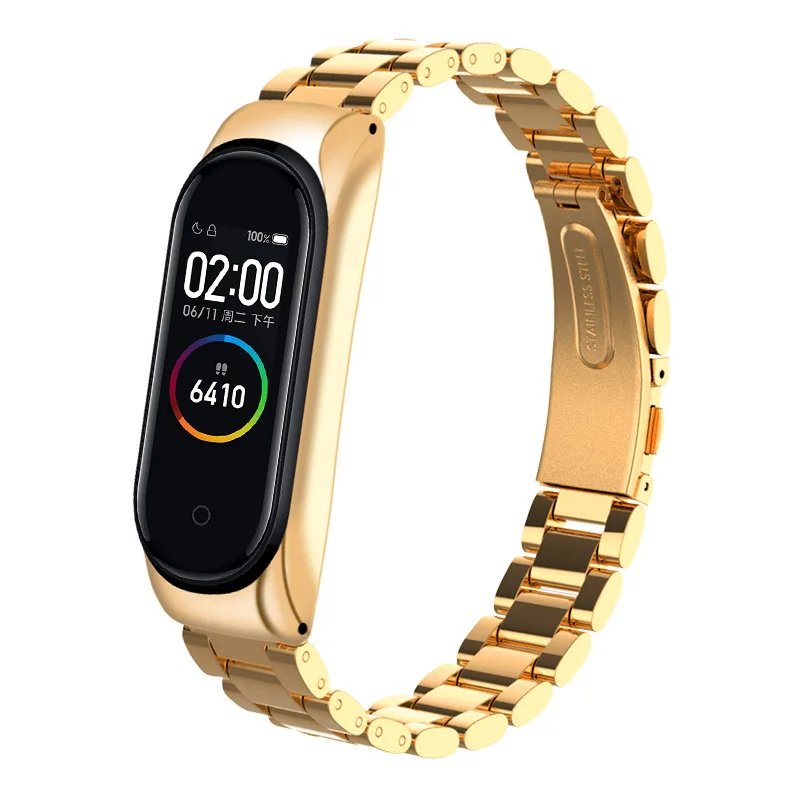 Stainless Steel Watchband For Xiaomi Mi Band 7 6 5 4 Fashion Gold Silver Smartwatch Strap Replacement Wristband For Mi Band 3 4