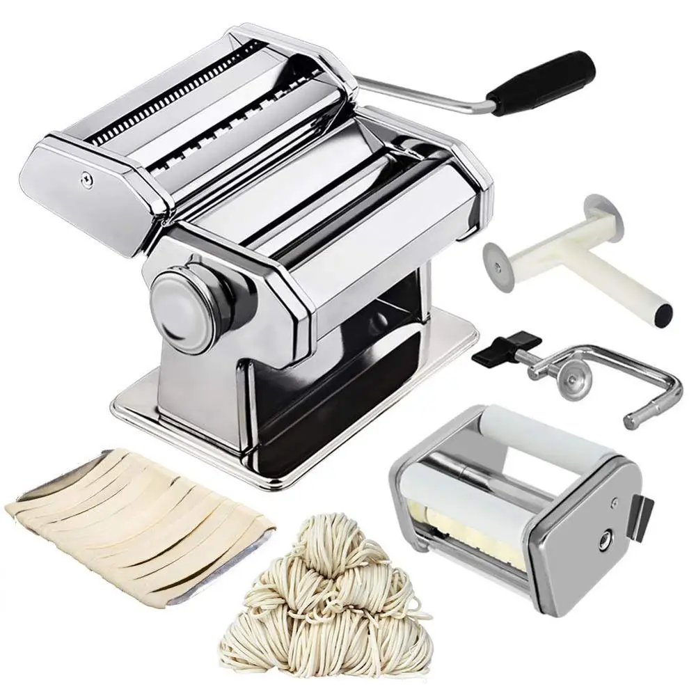 

Noodle Pasta Maker Stainless Steel Nudeln Machine Lasagne Spaghetti Tagliatelle Ravioli Dumpling Maker Machine With Two Cutter