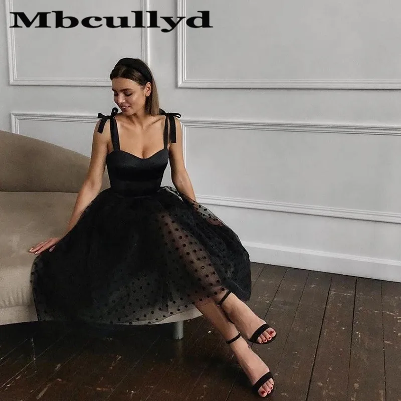 

Mbcullyd Black Tulle Cocktail Dresses 2023 Short Knee Length Prom Party Dress Graduation Fancy vestido coctel mujer elegant