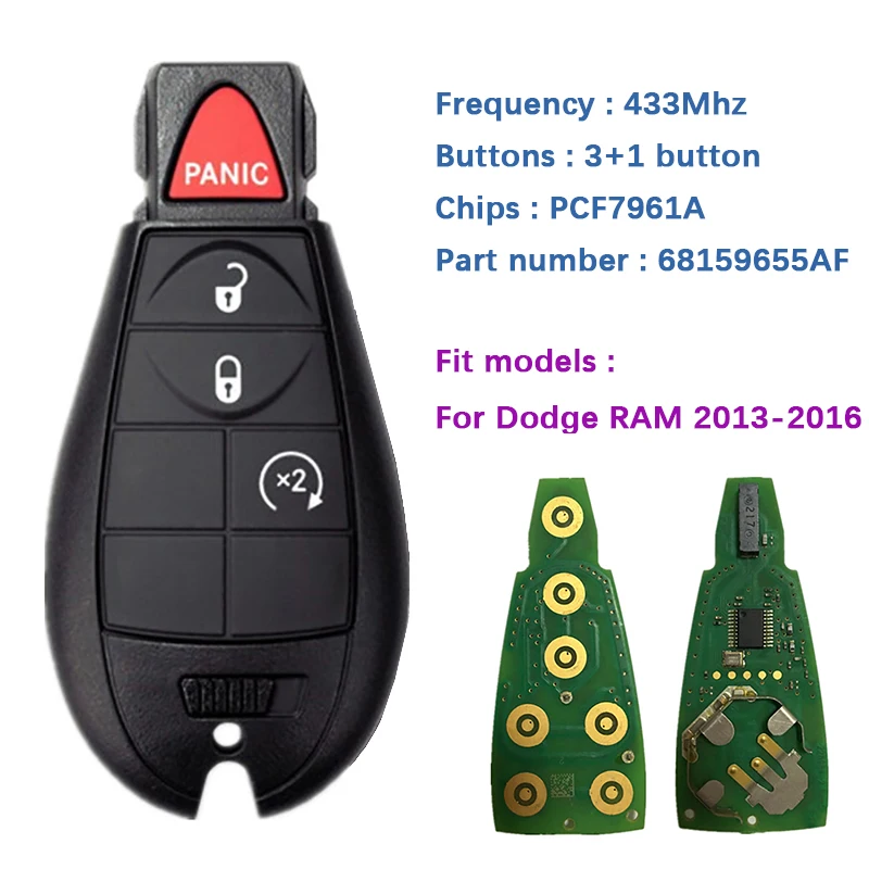 CN087010 Original 4 Button Smart Fobik Key With PCF7961A Chip For Dodge RAM 2013-2016 FCCID GQ4-53T